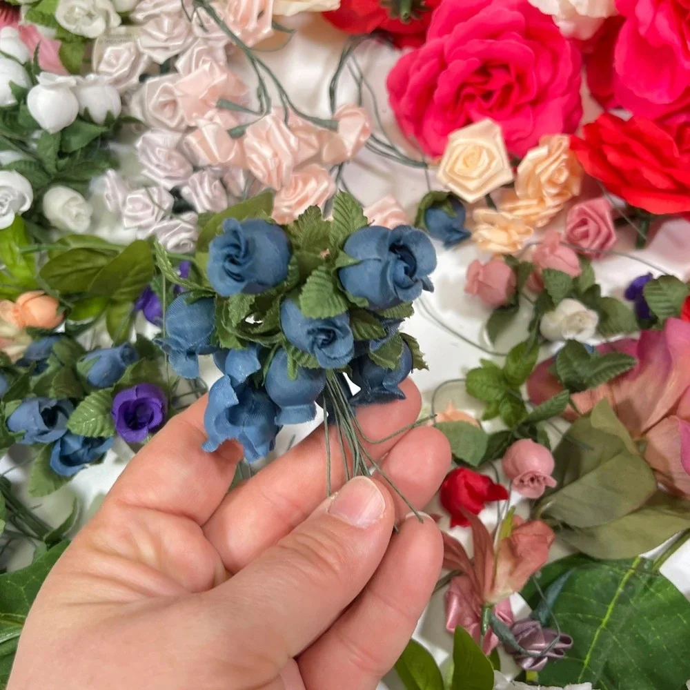 LAREGE Multicolor Artificial Flower Lot Blooms Faux‎ Roses Craft Decor Boho